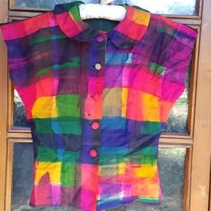 60s color block blouse